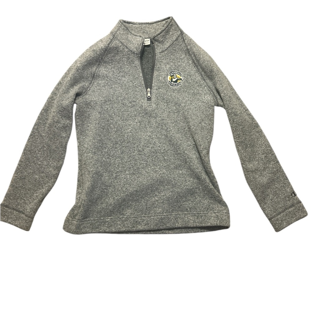 Green Bay Packers Champion Gray Quarter-Zip with Embroidered Lambeau Field-Large